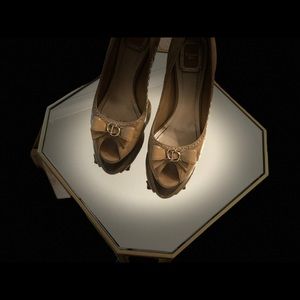 Christian Dior 5”Cannage Peep Toe Pumps
